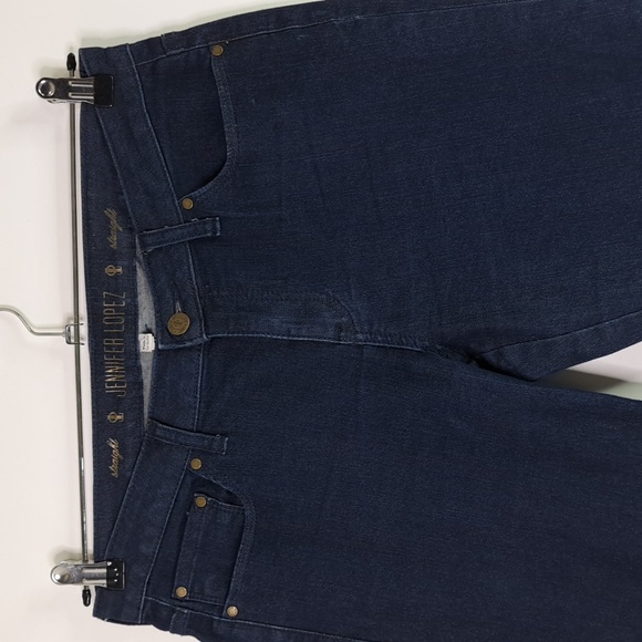 Jennifer Lopez Straight Dark Wash Zipper Leg Opening Blue Jeans Size 8 - Picture 5 of 14